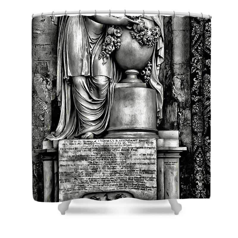 England Shower Curtain featuring the photograph English Relief Sculpture by Walt Foegelle