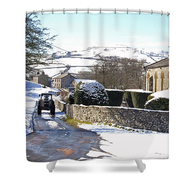 England Shower Curtain featuring the photograph English rural church in winter by David Birchall