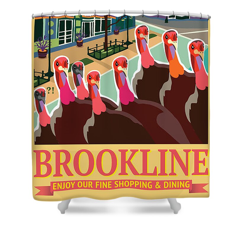 Brookline Shower Curtain featuring the digital art Enjoy Our Shopping by Caroline Barnes