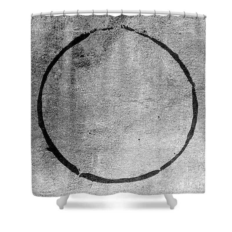 Black Shower Curtain featuring the digital art Enso 2017-24 by Julie Niemela