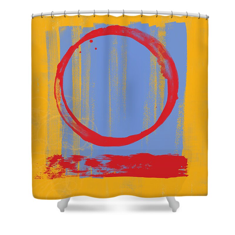 Red Shower Curtain featuring the painting Enso by Julie Niemela