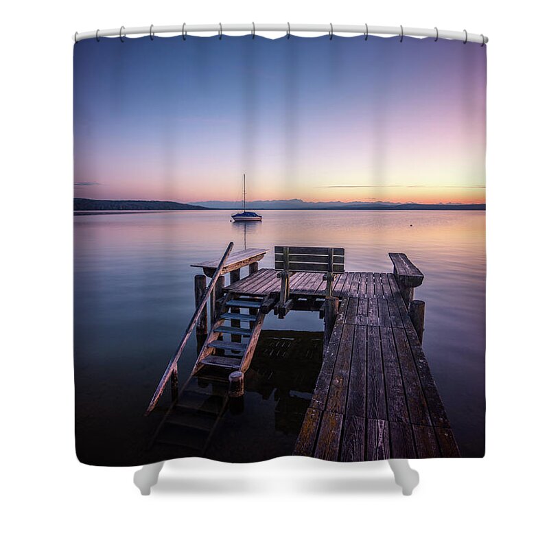 Ammerse Shower Curtain featuring the photograph Enter Sunset by Hannes Cmarits