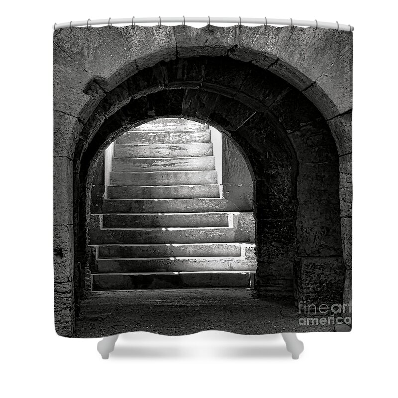 Arles Shower Curtain featuring the photograph Enter the Arena by Olivier Le Queinec