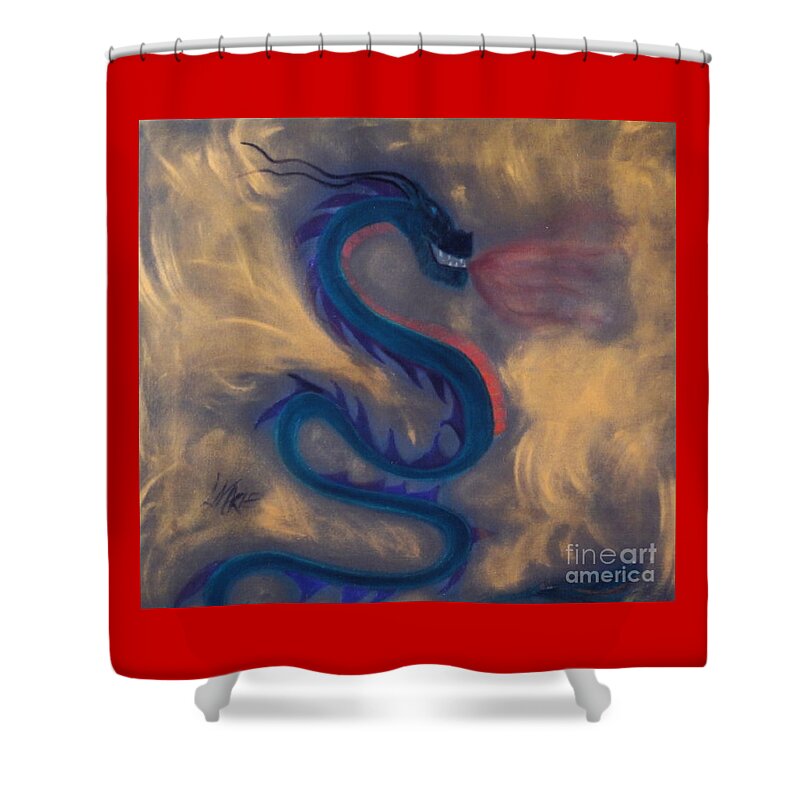 Dragon Shower Curtain featuring the painting Enter the Dragon by Artist Linda Marie