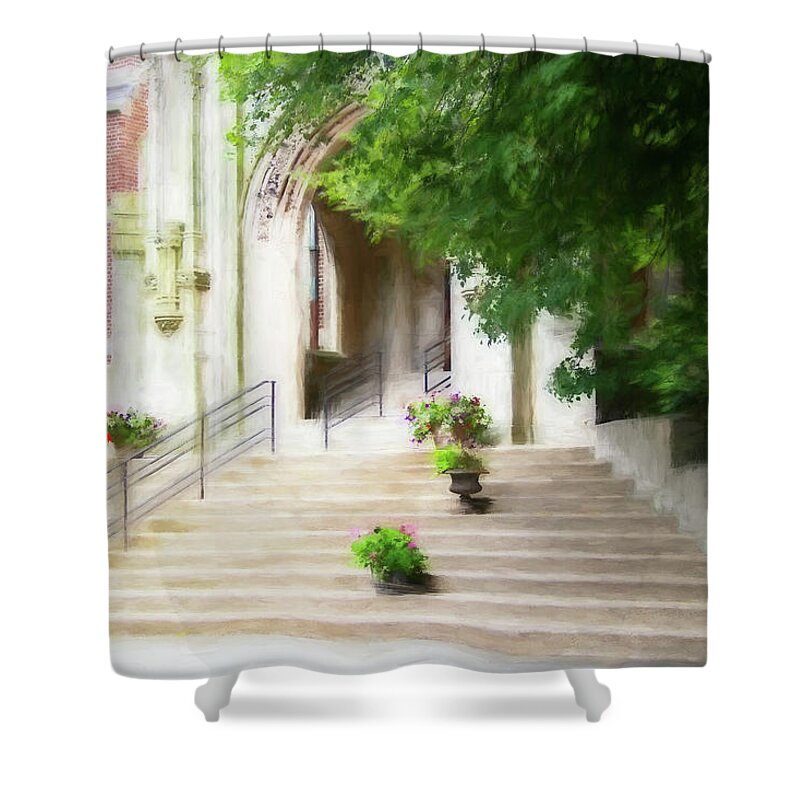 Photography Shower Curtain featuring the digital art Entering Emmanuel by Terry Davis