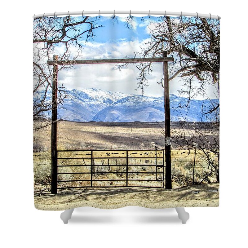 Sky Shower Curtain featuring the photograph Entrance by Marilyn Diaz