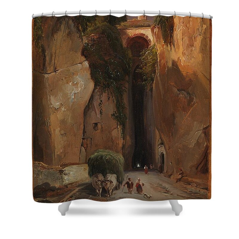 Charles R�mond Shower Curtain featuring the painting Entrance to the Grotto of Posilipo by MotionAge Designs