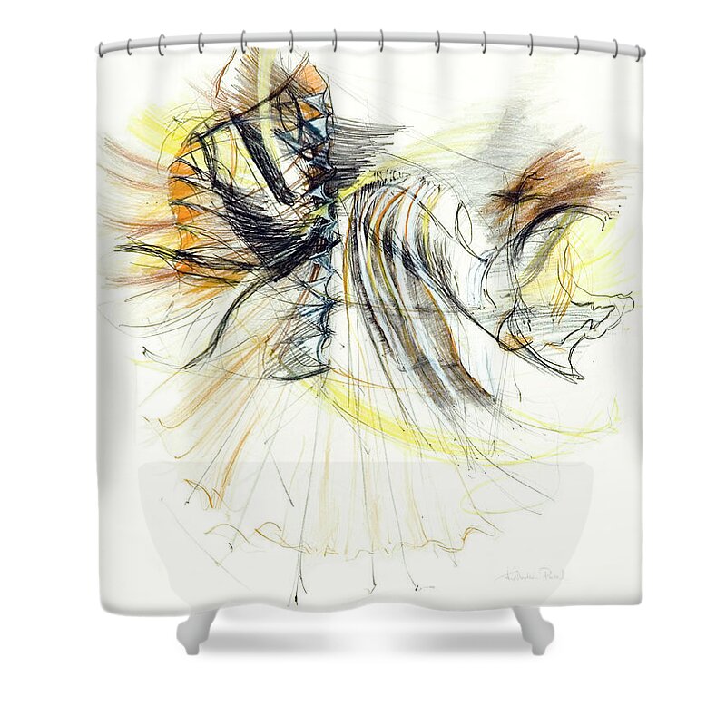 Fineart Shower Curtain featuring the drawing Entranced by Kerryn Madsen-Pietsch