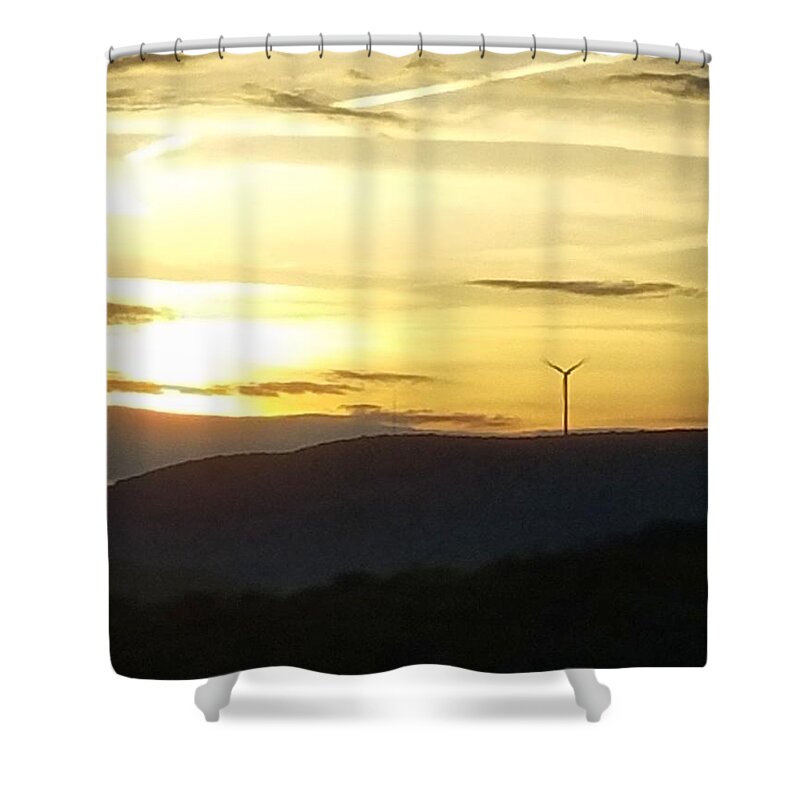 Windmill Shower Curtain featuring the photograph Environmental Sunset by Vic Ritchey