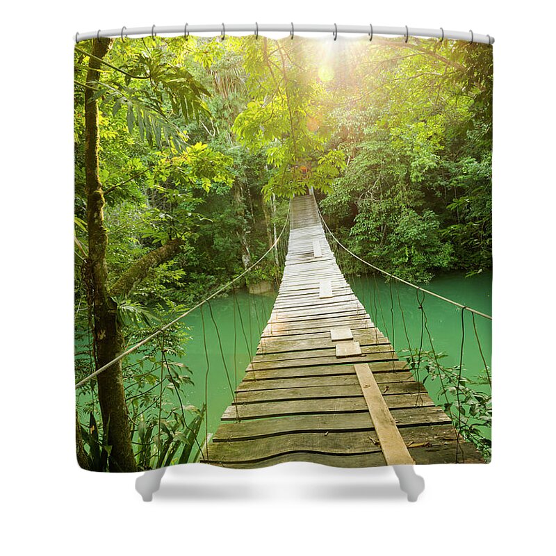 Epic Shower Curtain featuring the photograph Epic Bridge Over Jungle River by THP Creative