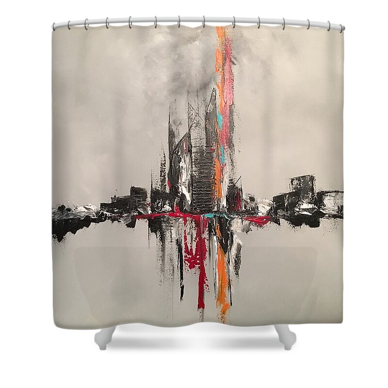 Abstract Shower Curtain featuring the painting Eptiome by Soraya Silvestri