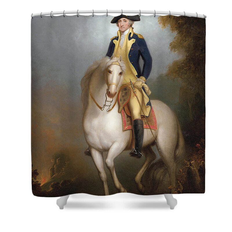 Equestrian Portrait Of George Washington Shower Curtain featuring the painting Equestrian portrait of George Washington by Rembrandt Peale
