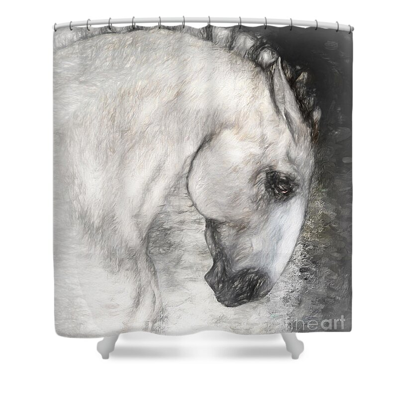 Equus Shower Curtain featuring the painting Equus by Shanina Conway