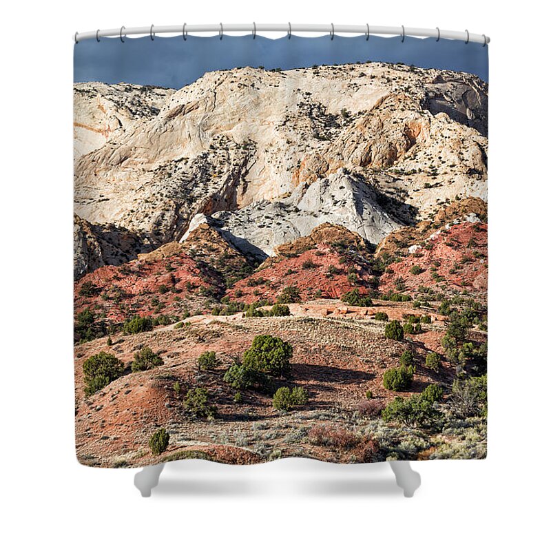 Waterpocket Fold Shower Curtain featuring the photograph Eroded Monocline by Kathleen Bishop