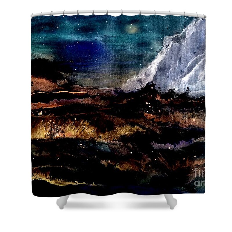 Eruption Shower Curtain featuring the painting Eruption by Denise Tomasura