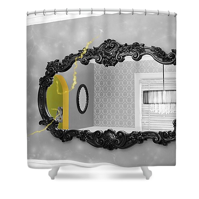 Abstract Shower Curtain featuring the photograph Escape from the yellow room by Debra Baldwin
