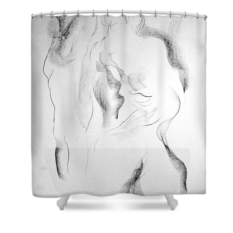 Life Model Shower Curtain featuring the drawing Esq 2015-10-02-2 by Jean-Marc Robert