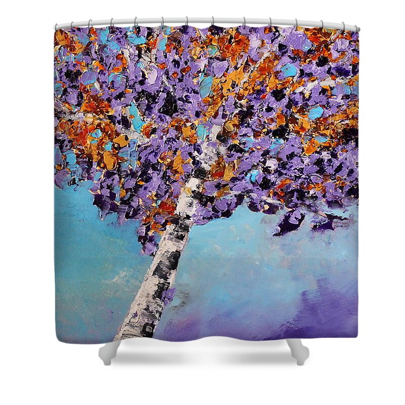 Purple Shower Curtain featuring the painting Essence by Preethi Mathialagan