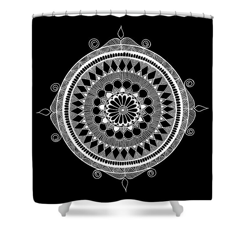 Mandala Shower Curtain featuring the mixed media Estrella Mandala by Anmol Jauher