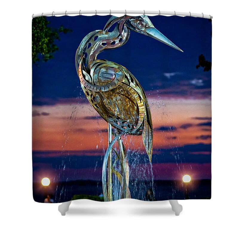 Fountain Shower Curtain featuring the photograph Eustis Egret Fountain by Christopher Holmes