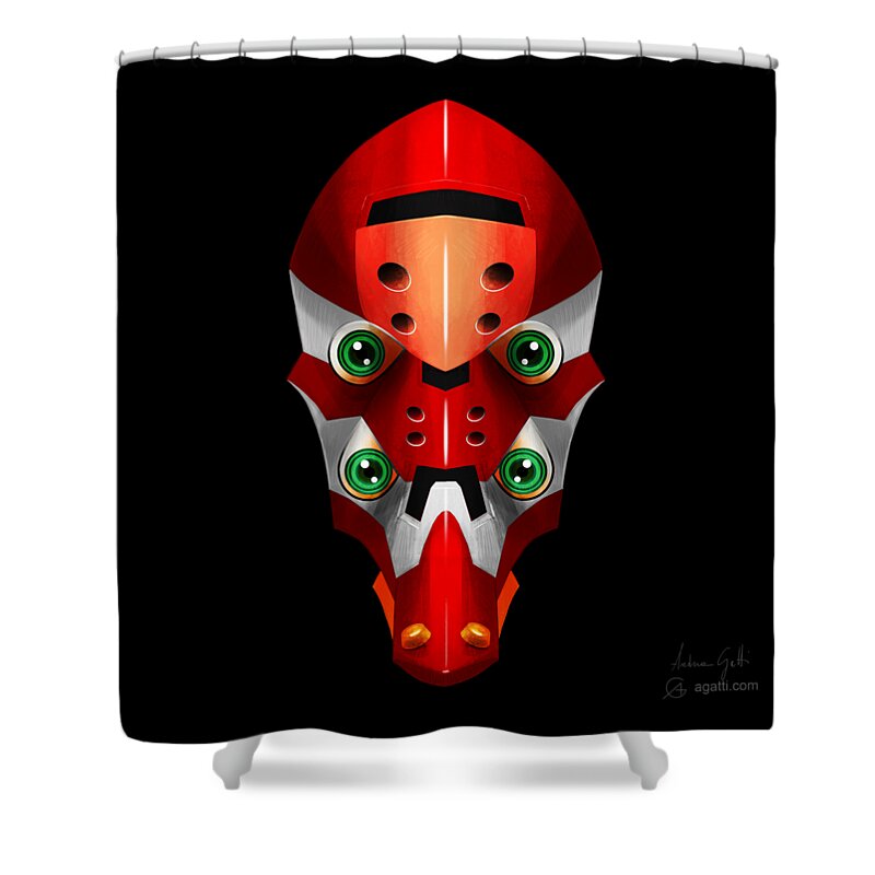 Sci-fi Shower Curtain featuring the digital art Eva02 by Andrea Gatti