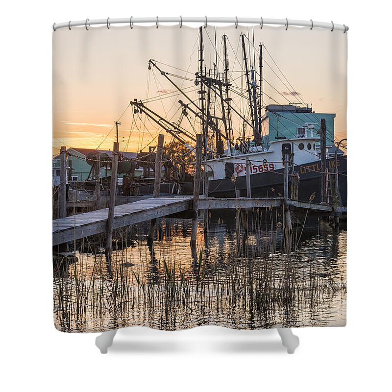 New Jersey Shower Curtain featuring the photograph Evening Docks by Kristopher Schoenleber