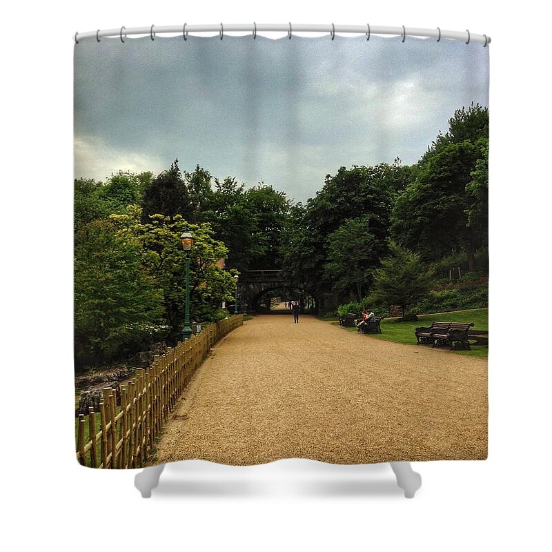 Avenues Shower Curtain featuring the photograph Evening Dusk at the Avenue of Lanterns by Joan-Violet Stretch