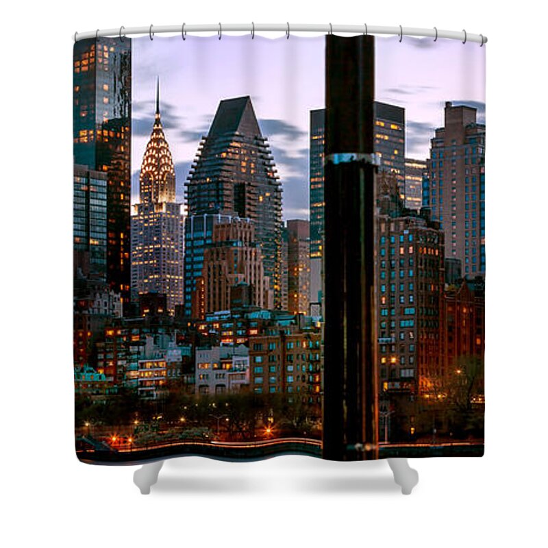 New York City Shower Curtain featuring the photograph Evening Glow by Az Jackson