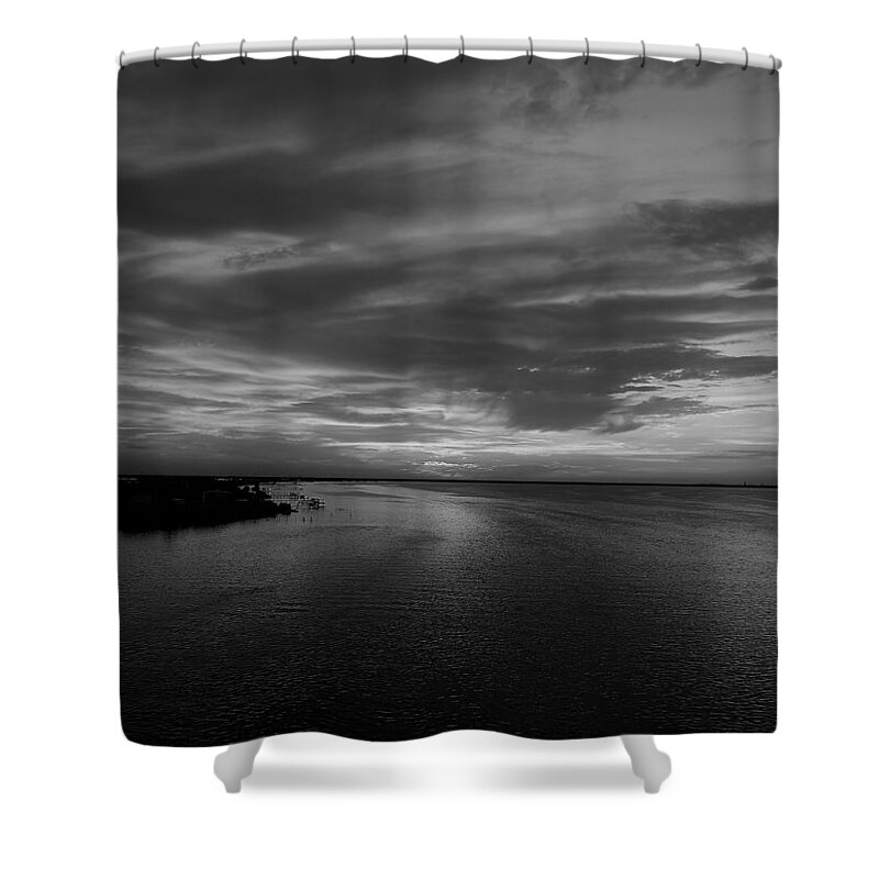 Black And White Shower Curtain featuring the photograph Evening Glow Black and White by Jerry Connally