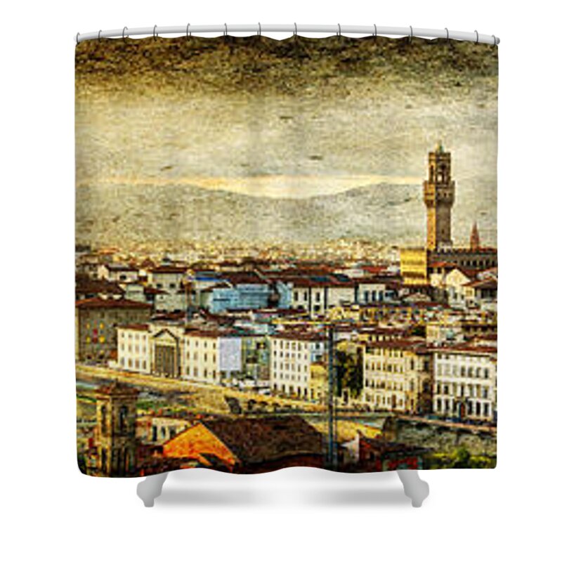Florence Shower Curtain featuring the photograph Evening in Florence - Vintage Version by Weston Westmoreland