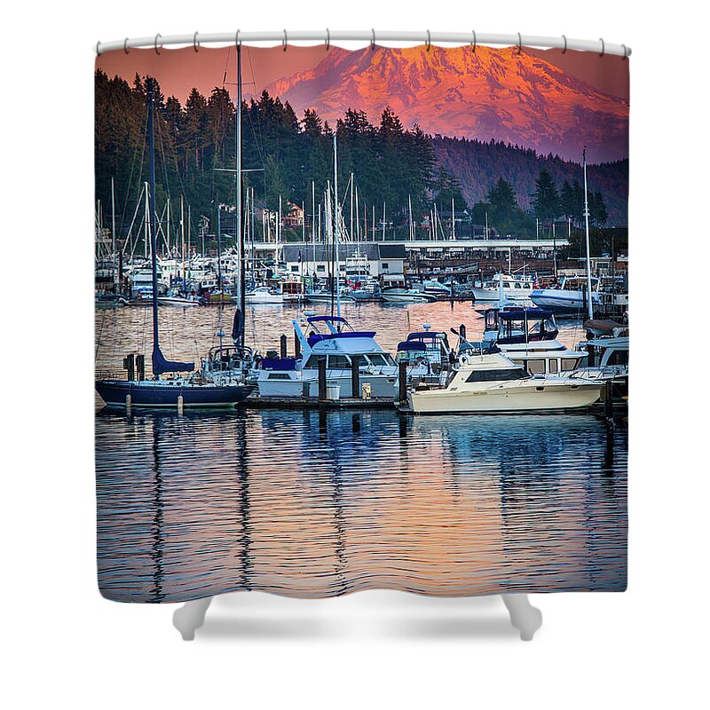 America Shower Curtain featuring the photograph Evening in Gig Harbor by Inge Johnsson