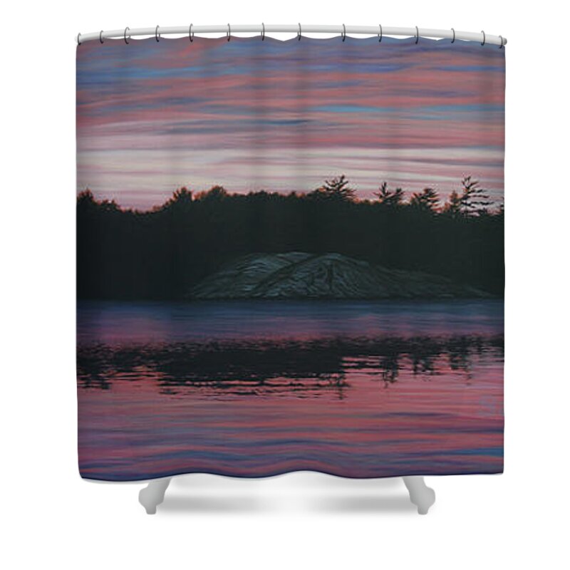 Landscape Shower Curtain featuring the painting Evening in La Cloche by Jan Lyons