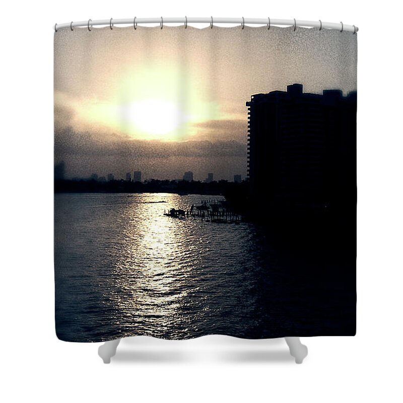 Miami Beach Shower Curtain featuring the photograph Evening In Miami Beach by Phil Perkins