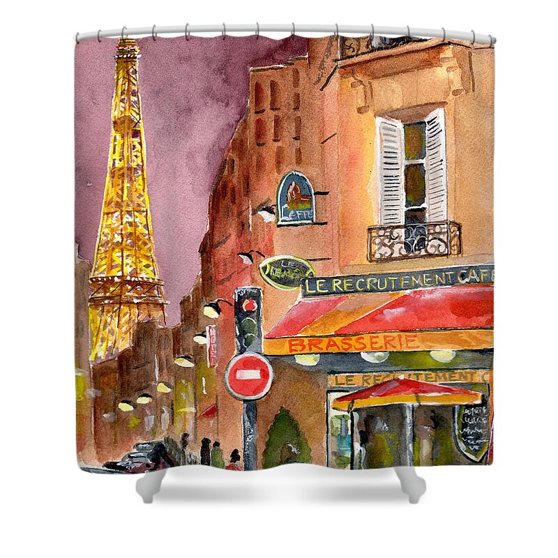 Painting Shower Curtain featuring the painting Evening in Paris by Sheryl Heatherly Hawkins