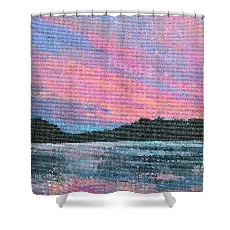 Acrylic Painting Shower Curtain featuring the painting Evening Light by Lisa Dionne