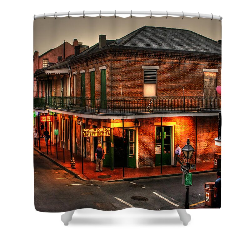 New Orleans Shower Curtain featuring the photograph Evening on Bourbon by Greg and Chrystal Mimbs