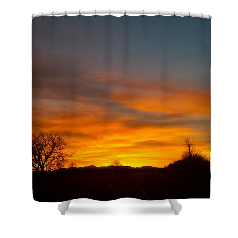 Montana Shower Curtain featuring the digital art Evening Sky 4 by Susan Kinney