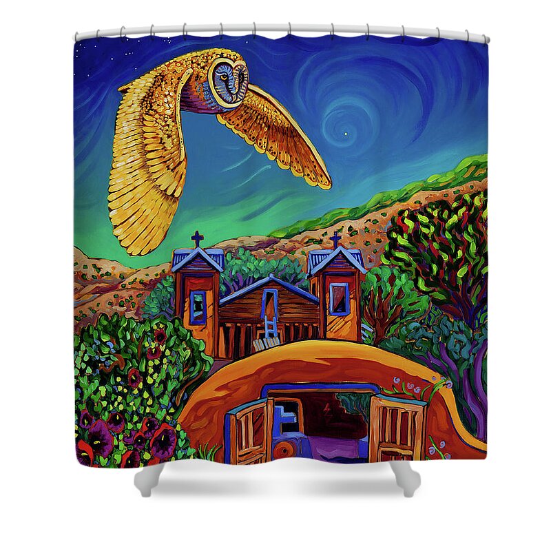 Star Shower Curtain featuring the painting Evening Star by Cathy Carey