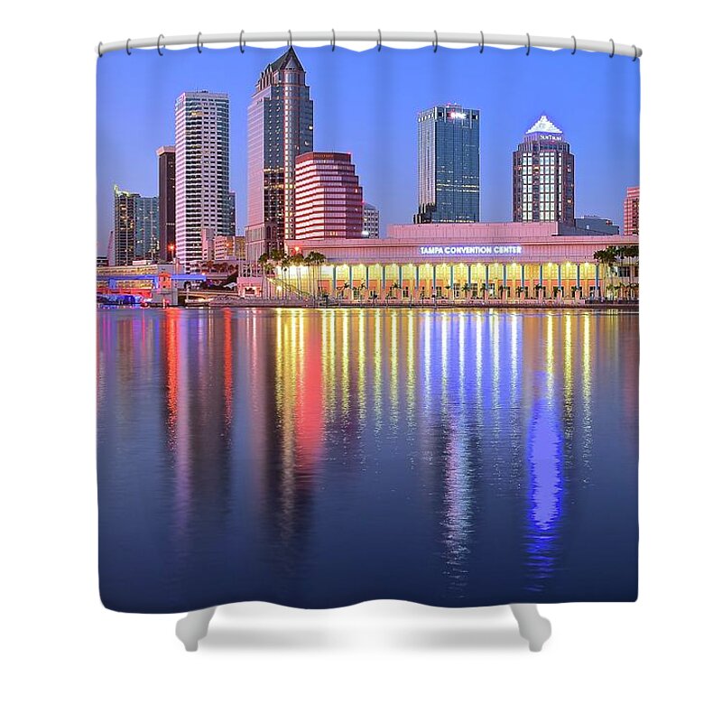 Tampa Shower Curtain featuring the photograph Evening Time in Tampa by Frozen in Time Fine Art Photography