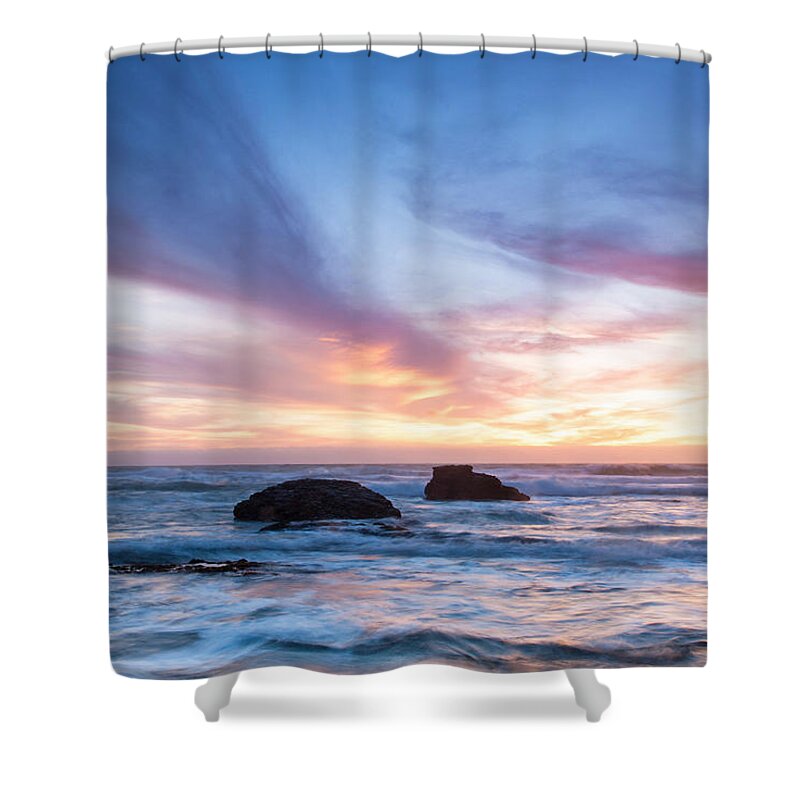Seascape Shower Curtain featuring the photograph Evening Waves by Catherine Lau
