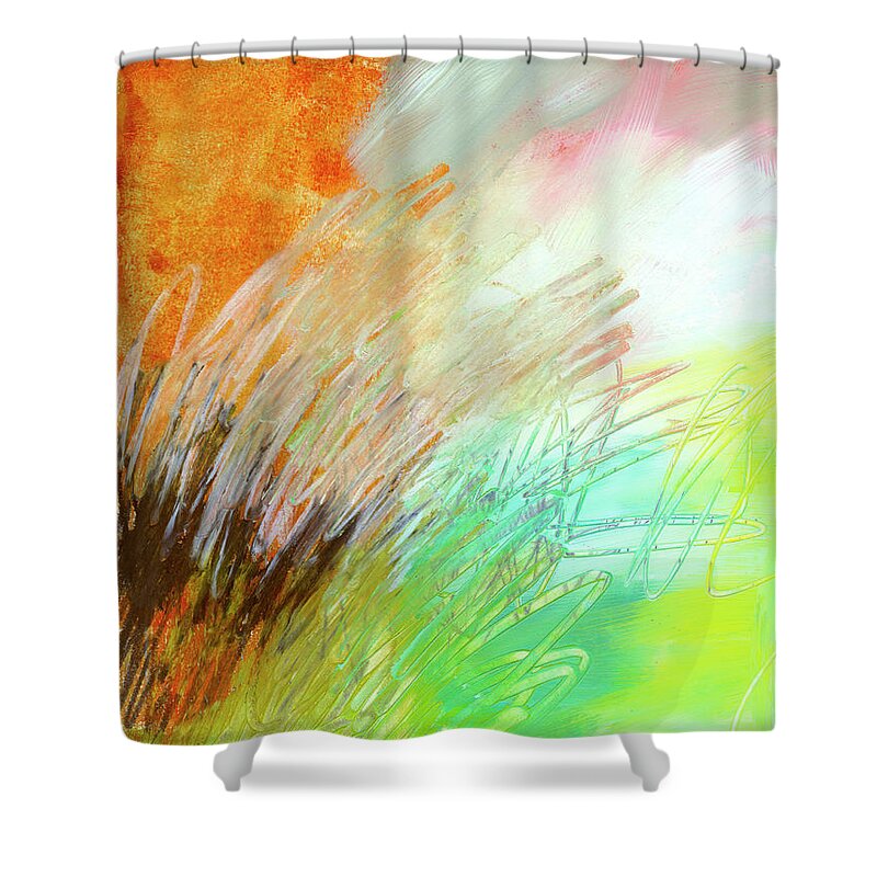  Jane Davies Shower Curtain featuring the painting Event#3 by Jane Davies