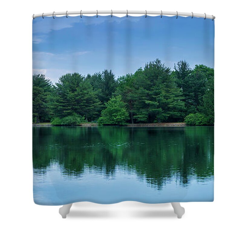 Nature Shower Curtain featuring the photograph Evergreen Lake Reflections by Jason Fink
