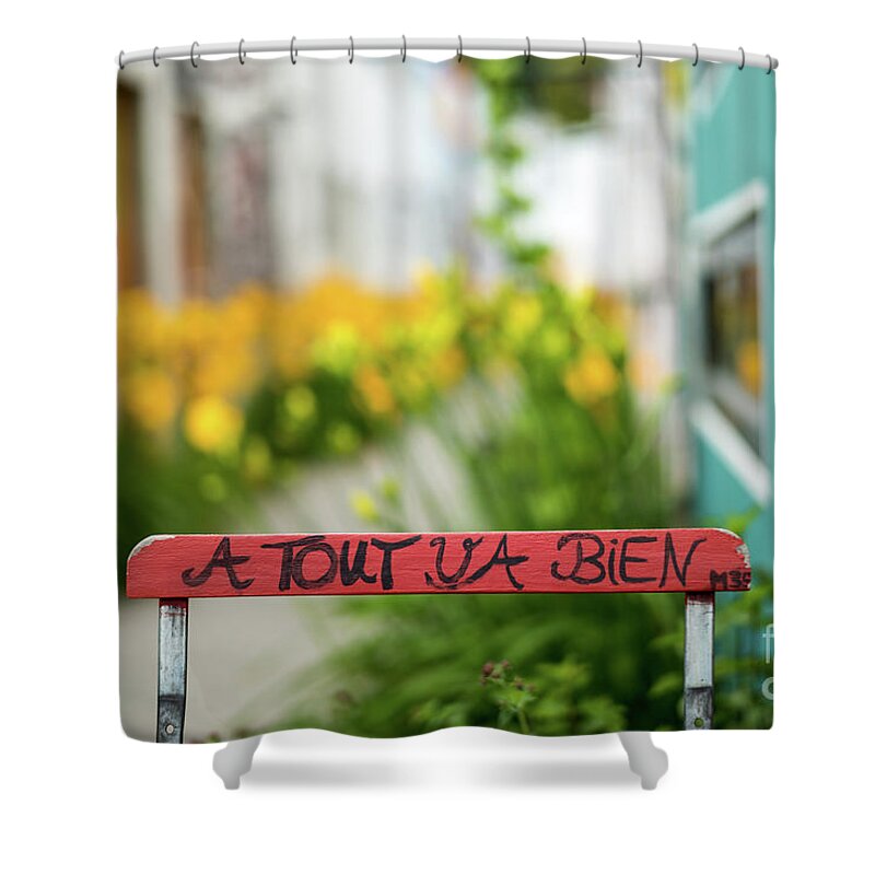 Slogan Shower Curtain featuring the photograph Everything Will Be Fine by Juergen Klust
