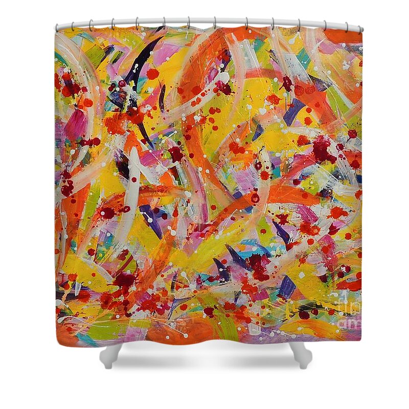Tropical Fish Shower Curtain featuring the painting Everywhere There Are Fish by Lyn Olsen