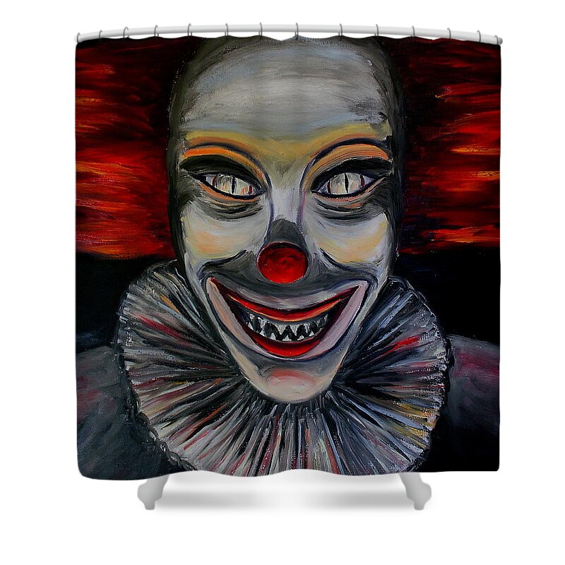 Halloween Shower Curtain featuring the painting Evil Clown by Daniel W Green