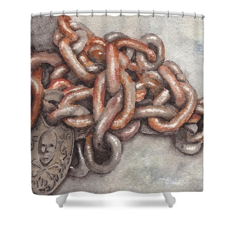 Chain Shower Curtain featuring the painting Evil by Ken Powers