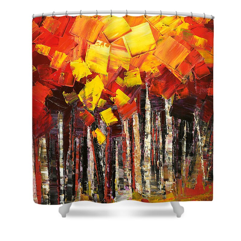 Abstract Shower Curtain featuring the painting Exaltant by Tatiana Iliina