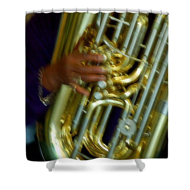 Excelsior Band Shower Curtain featuring the digital art Excelsior Band Tuba by Michael Thomas