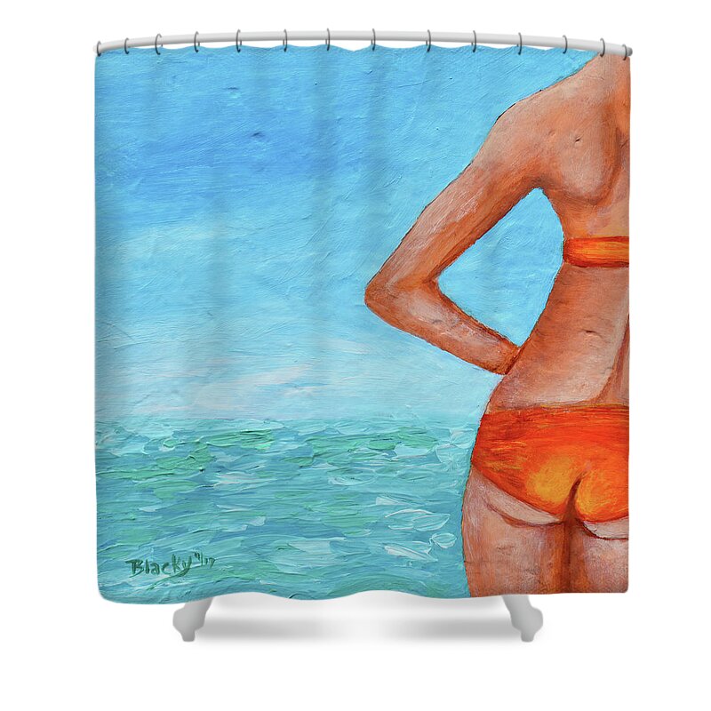 Bikini Shower Curtain featuring the painting Exhale Softly by Donna Blackhall