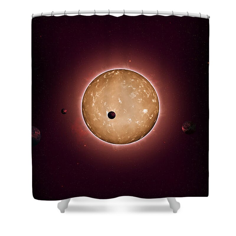 Science Shower Curtain featuring the photograph Exoplanet Kepler-444 Planetary System by Science Source